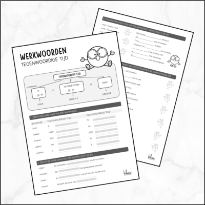 Werkblaadjes - werkwoorden vervoegen in de t.t.