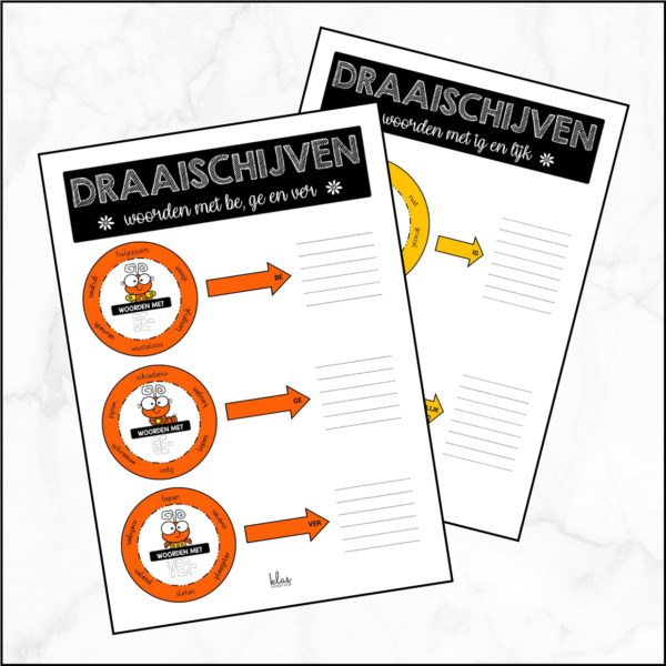 Draaischijven - voorvoegsels en achtervoegsels