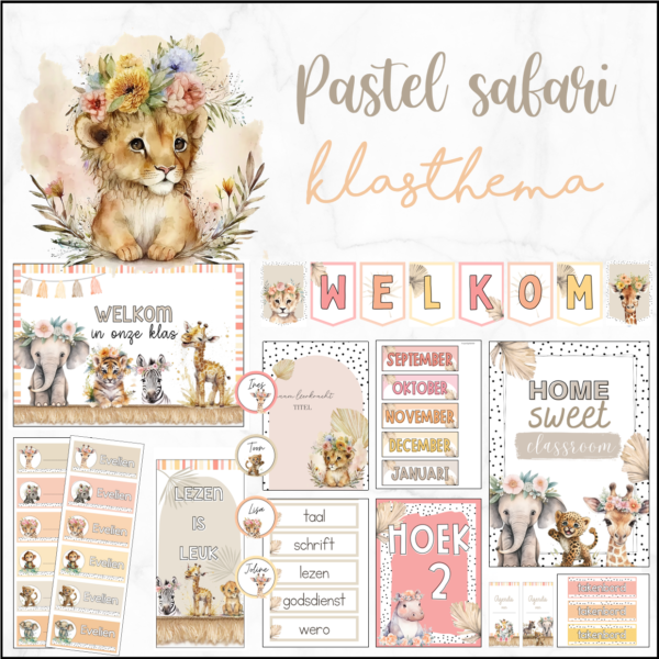 Klasthema pastel safari