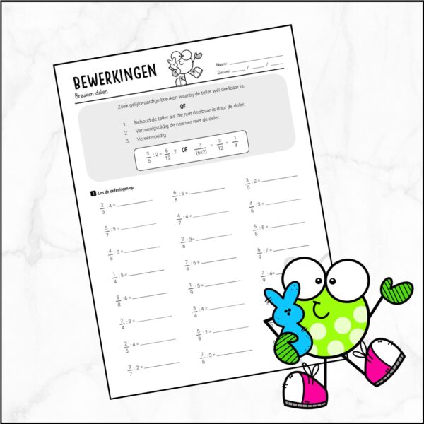 Werkblaadje breuken delen
