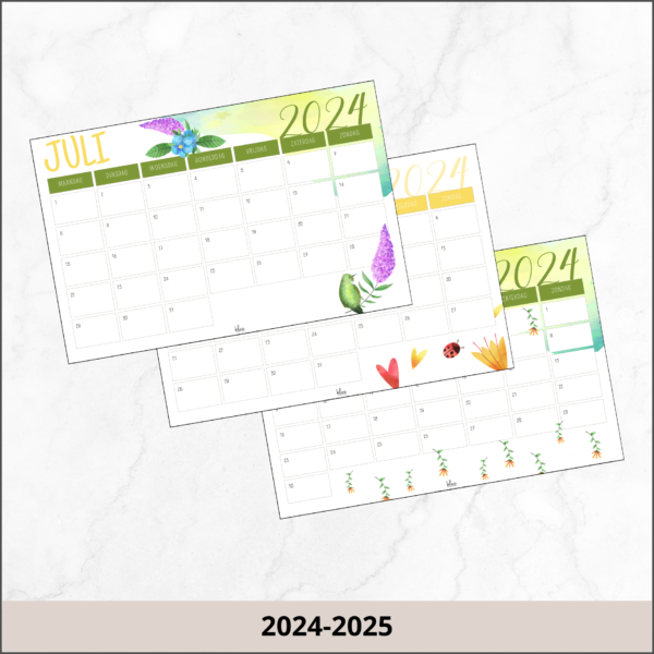 Maandkalender kolibrie 2024-2025