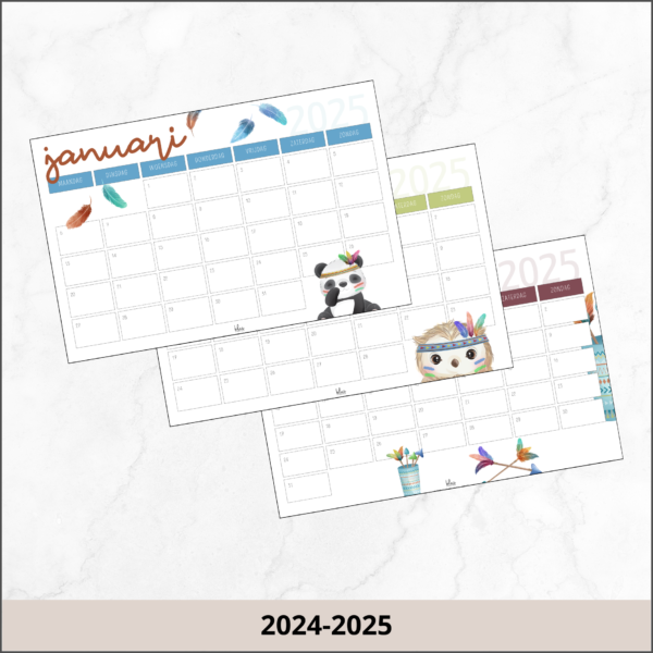 Maandkalender boho animals 2024-2025