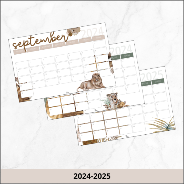Maandkalender boho jungle gold 2024-2025