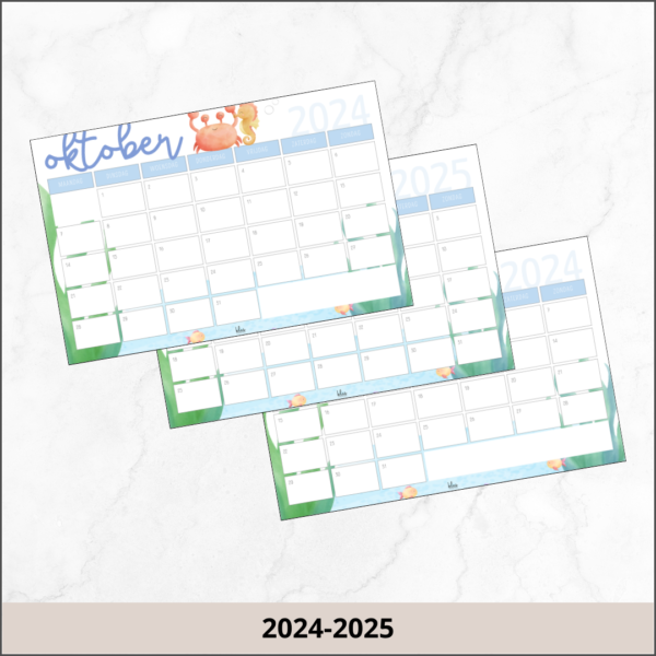 Maandkalender onderwaterwereld 2024-2025