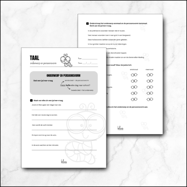 Werkblad onderwerp en persoonsvorm