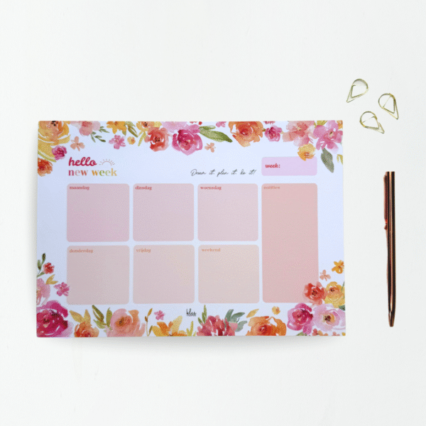 Scheurblok weekplanner 1 - Colorful Flowers