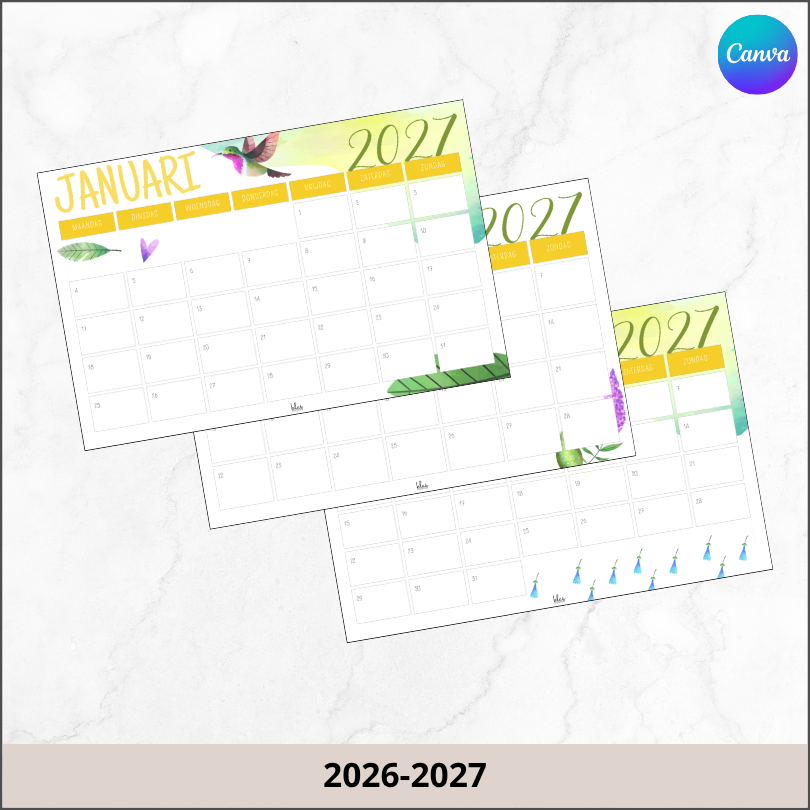 Maandkalender kolibries