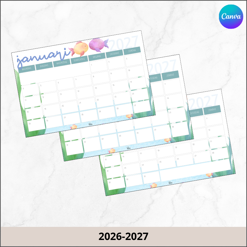 Maandkalender onderwaterwereld
