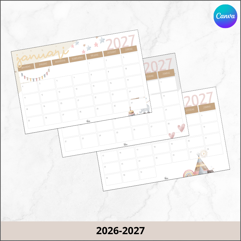 Maandkalender Cute Boho Rainbow