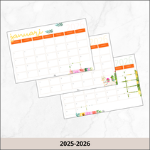 Maandkalender watercolor lama en cactus 2025-2026