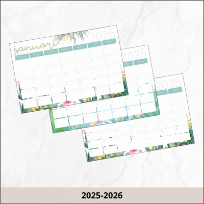 Maandkalender cactus soft colors 2025-2026